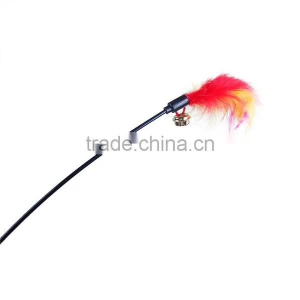 Plastic Wand Pet Teaser Feather Multicolor photo-2