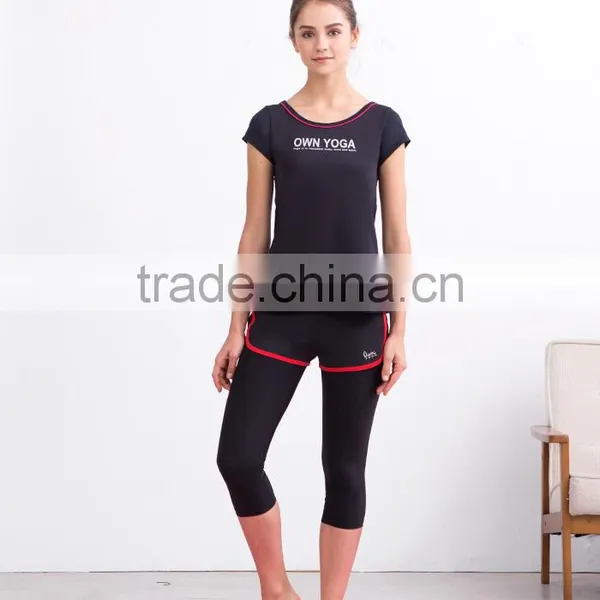 Hot Sale Sporty Yoga Girls Short Sleeve Tops photo-3