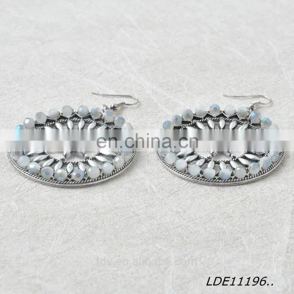 New Design Hollow Disc Crystal Earring Big Round Flower Earring photo-3