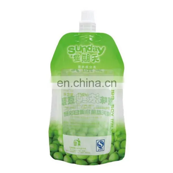 Custom Cheap Price Food Grade Stand up Soy Milk/juice/wine Packaging Spout Pouch With Tear Note photo-4
