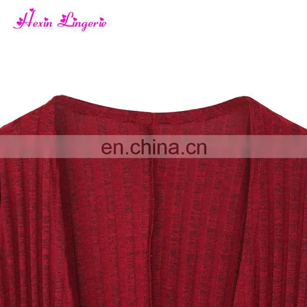Custom Service Wine Long Sleeve Knitting Fahion Women Blouse Tops photo-4