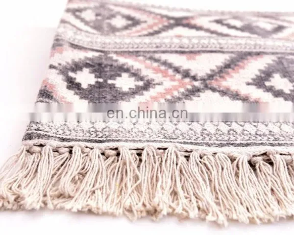 Indian 2017 Hand Block Print Rug Hand Woven Floor Mat Throw Large 3X5 Feet Runner Carpet photo-2