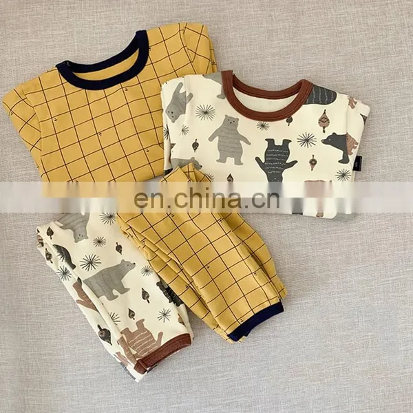 4196 Quickly Delivery Supplier Baby Home Sleepwear Cartoon Pajamas Set photo-3