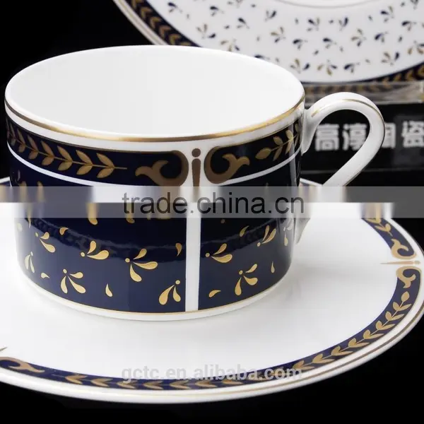 Bone China 15pcs Tea Set With Gold Leaves Design photo-5