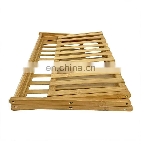 Bamboo Bathroom Rack Shelf Customized Wholesale 3 Tiers Foldable Bamboo Storage Holder photo-5