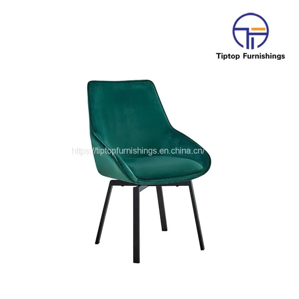 Tiptop Wholesale Factory Custom Cafe Metal Dine Armchair Restaurant Chair Modern Dining Room Furniture Velvet Fabric Dining Chairs photo-2