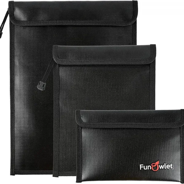 Fireproof Waterproof Money Document Bag Fire & Water Resistant Storage Organizer Pouch for A4 A5 Documents Holder,File,Cash,Jewelry,Passport,Tablet,Laptop