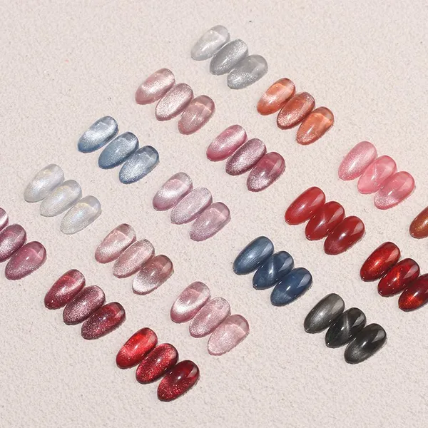 Versatile Crystal-Effect Cat Eye Gel Nail Polish Gel Translucent Ice-Clear Gel Milk Tea Shades Trending Nail Art Colors photo-5