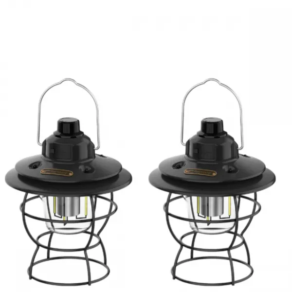 Retro Iron Camping Lantern Rechargeable 500LM Dimmable Vintage Tent Light With Power Bank for Outdoor Camping Decor