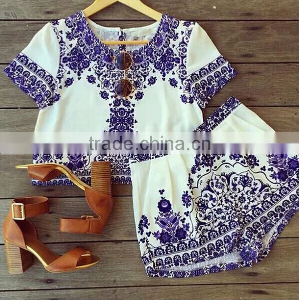 2016 Walson New Designer Fanshion Dress Women Summer Boho Beach Wear 2 Pcs Set Crop Top & Pants photo-4