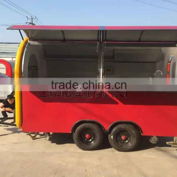 Biaxial Food Cart Trailer Mobile Food Truck Hot Dog Ice Cream Traction Kart Mechanical Brake Config photo-6