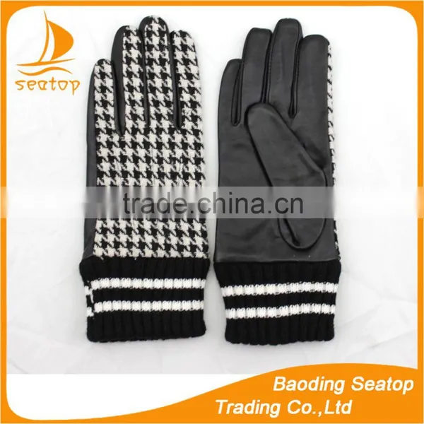 Ladies Abric Fabric and Palm Leather Gloves