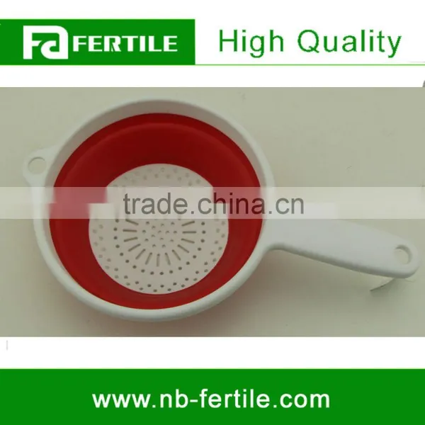 WFZ TV001138 Green Color Food Colander Collapsible Silicone Kitchen Sink Strainer With Handle photo-3