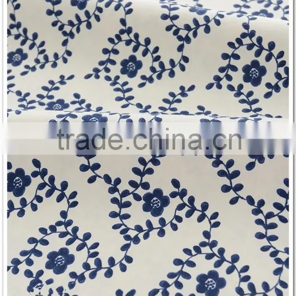 100% Linen Fabric Design of Blue and White Porcelain Fabric for Sheet, Bed-cover, Sofa Cover, Curtain, Tablecloth photo-2