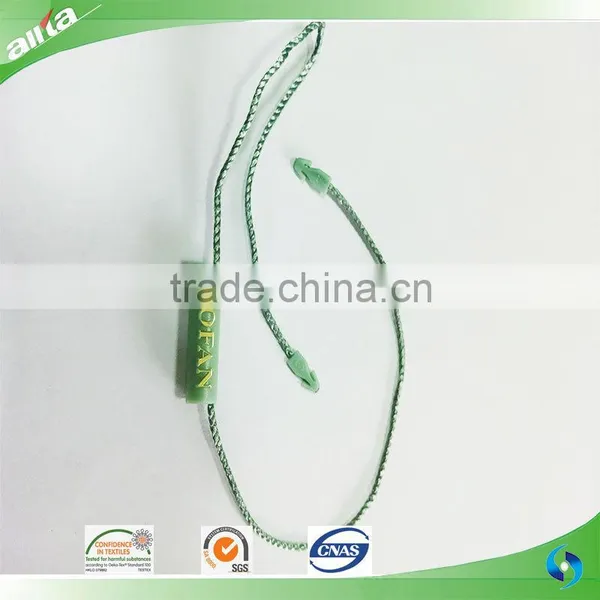 China Gold Supplier, Customize Gold Color Seal Tag With Letters Embossed on Light Freshening Green Garment Plastic Hang Tag photo-3