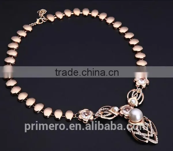 Fashion Natural Pearl Rhinestone Necklace Earrings Bracelet Ring Wedding Party Jewelry Sets photo-5