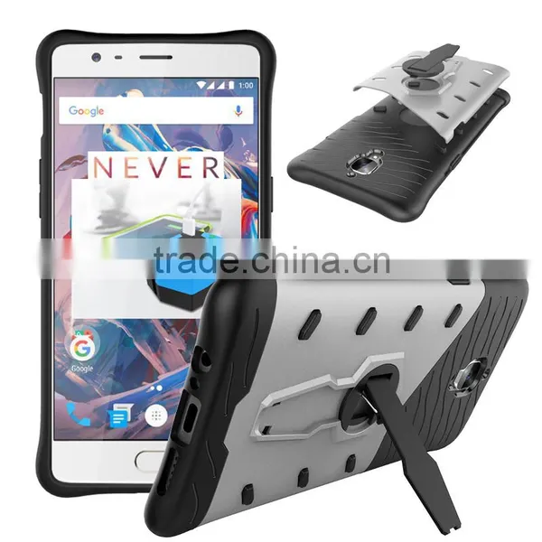 Hot Armor Case for One Plus 3 Hybrid TPU PC Impact-resist Back Cover Case With Kickstand photo-2