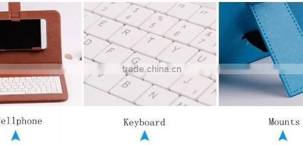 Universal Wireless Bluetooth Keyboard Holster Flip PU Case Cover For Cellphone in 4.5''-6.5' photo-2