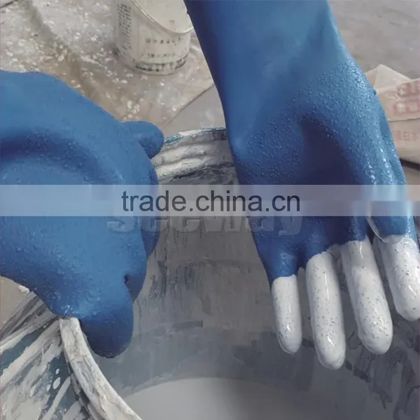 Seeway Anti-chemical Work Gloves Cotton Lining Longer Cuff With Foam Latex Coated on Palm and Back photo-2