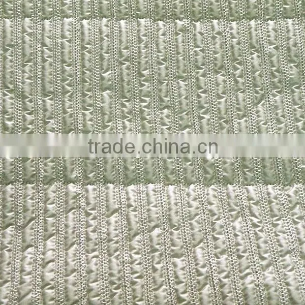 Polyester Stripe Embroidered Thermal Padded Fabric With Quilting for Jacket photo-2