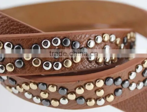 2015 Women's Fashion Beads Belt With Leather Belt With High Quality Leather in YiWu photo-3