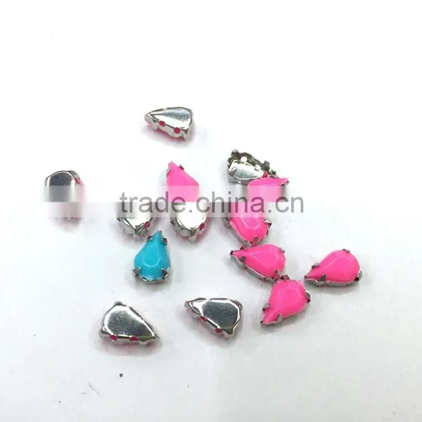 5*8mm Teardrop Hot Pink Pastel Candy Acrylic Rhinestone Metal Claw Nail Garment Trim Sew on Craft Diy Hobby Bags Gemstone photo-2