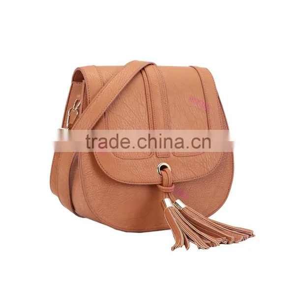 Vintage Style Delicate Tassel and Trendy Saddle Shape With Snap Button Flap Top Crossbody Bag photo-4