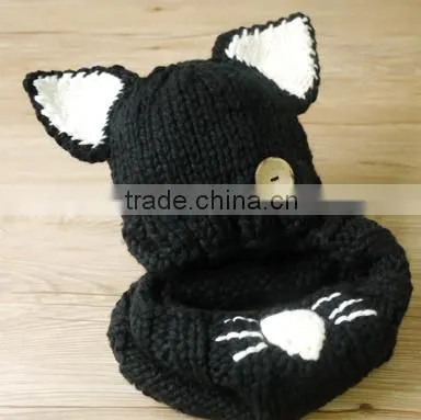 MS81056C Winter 2016 Kids 2pcs Cute Knitted Pattern Caps and Scarves Set photo-2