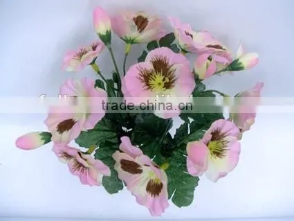 Cheap Artificial Silk Flowers for Dollar Store H24cm 5 Stems Pink Pansy photo-4