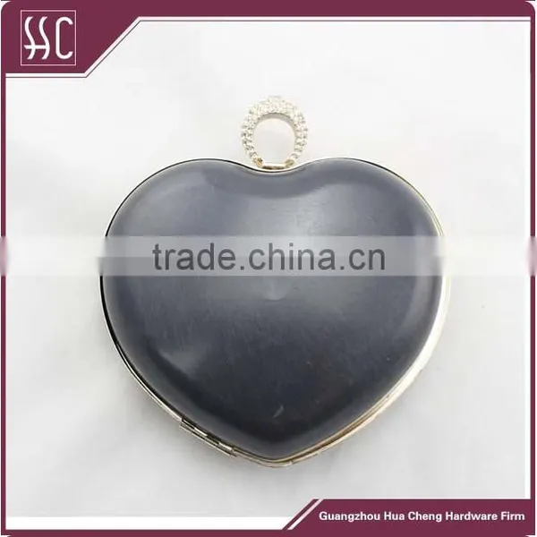 150*123mm Heart Shape Box Shell Purse Frame With Rhinestone Box Clutch Frame photo-2