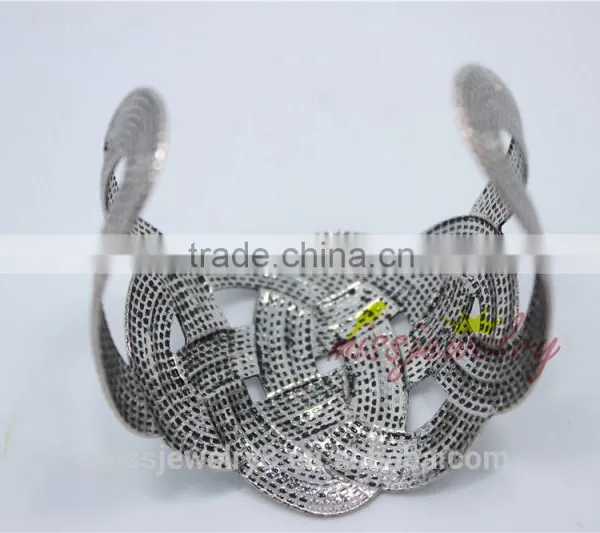 Fashion Silver Knitted Twisted Metal Women Wide Bracelet Fake Woven Cuff Bracelets Bangles for 2016 New Accessory photo-2
