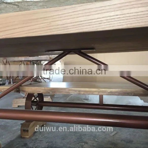 New Design Restaurant Wooden Set Ornamental Iron Industrial Table photo-2