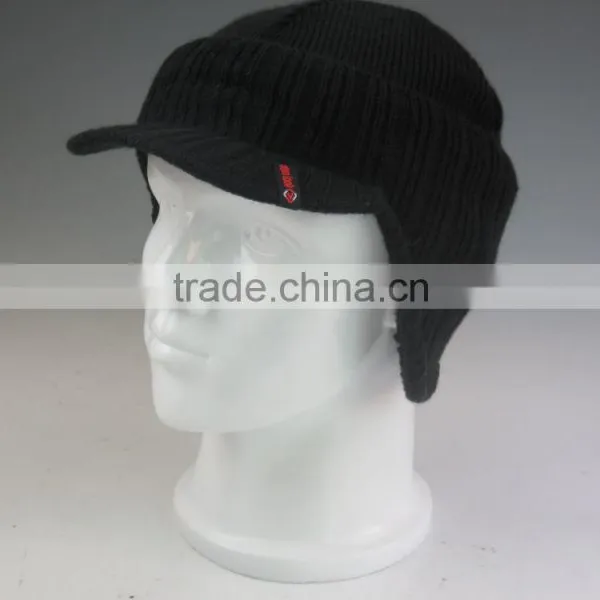 Knitted Winter Beanie Hat With Bill photo-6