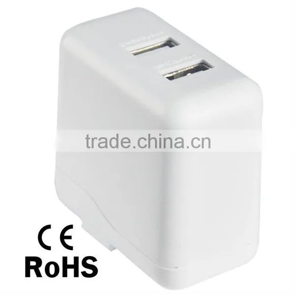 17W 5V/3.4A Dual USB Ports High-Speed AC Wall Charger With Foldable Prong photo-3