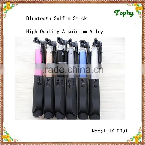 2015 New High-quality Aluminium Alloy Extendable Hand Held Monopod Bluetooth Selfie Stick Monopo With Shutter For Smartphone