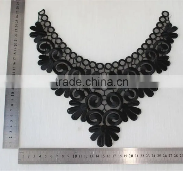 Fashion Neckline Design Embroidery Guipure Lace Collar Black Applique photo-6