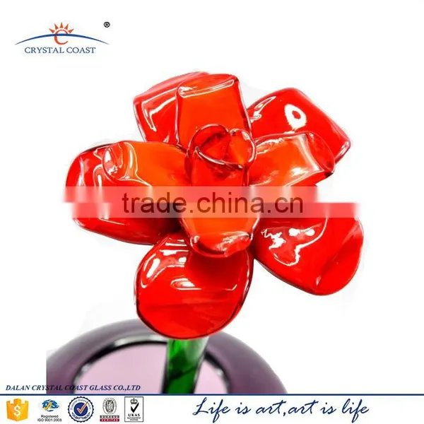 Beautiful Stained Colored Long Single Stem Artificial Glass Flowers photo-2