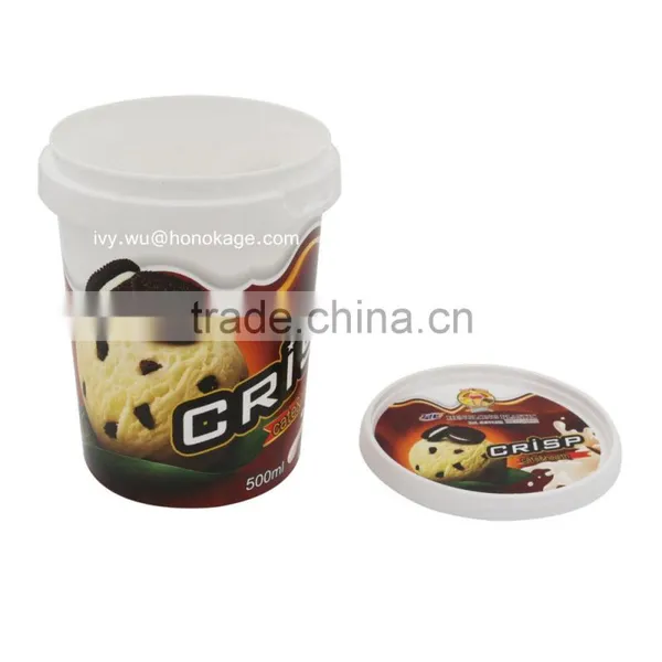 IML Logo Design PP Plastic Ice Cream Cup,Ice Cream Storage Container Quart photo-5