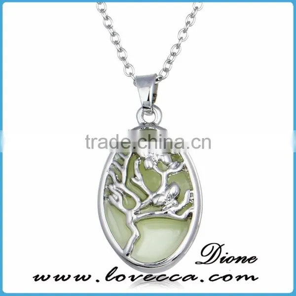 Luminous Necklace Magical Aqua Blue Tree Round Glow In Dark photo-6