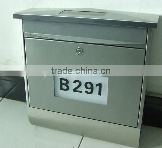 FQ-196 Cast Iron Metal Vertical Mailbox Stainless Steel Solar House Numbers Wall Mounted Letterbox photo-2