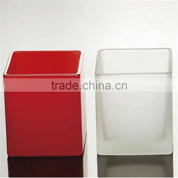 Creative Color Glass Candle Holder Square Candle Stand Party Decoration Premiums Gift photo-2