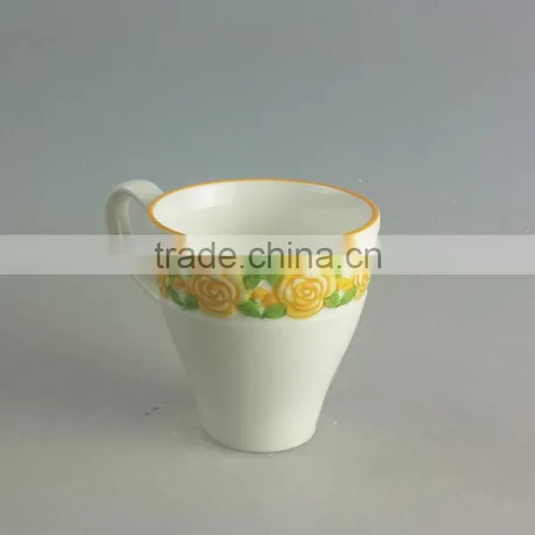 New Bone Embossed Rose Handpainted Mug photo-3