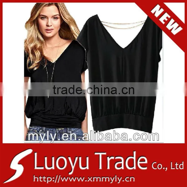Black Sex Xxl V-neck Women Tshirt