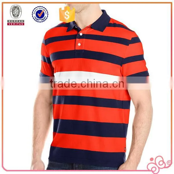 2016 Custom Logo Striped Colorful Man Polos Shirt photo-2