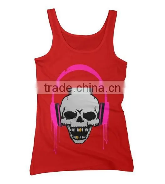 China Custom Printing 100 Cotton Stringer Tank Top Women photo-4