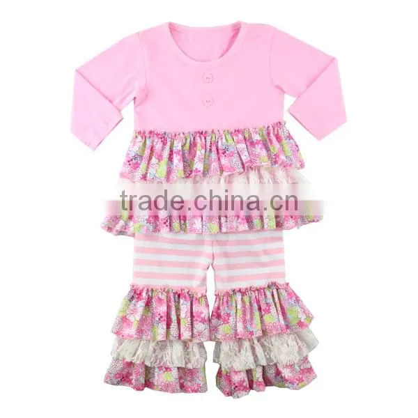 Halloween Icing Ruffle Raglan Sets Pumpkin Pants Sets Girl Halloween Outfits photo-6