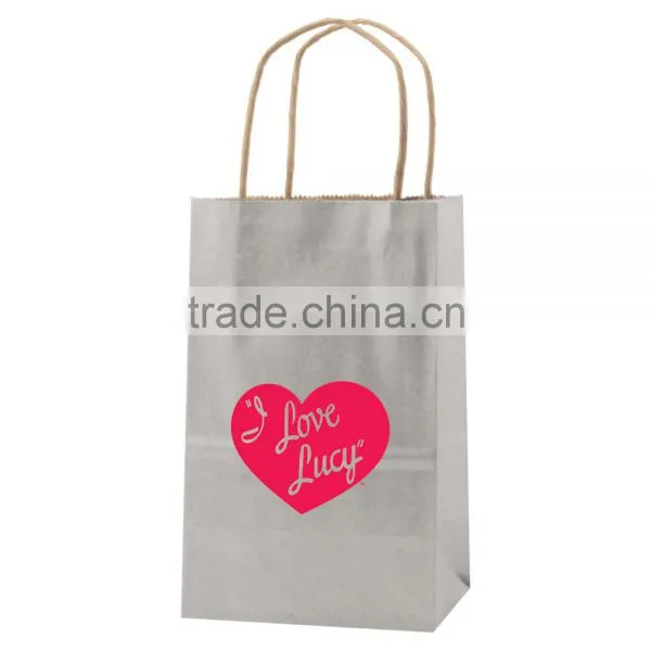 USA Made Metals Kraft Shopping Bag - Made of Natural Kraft Paper, Dimensions Are 5.25" x 3.25" x 8.5 and Comes With Your Logo.