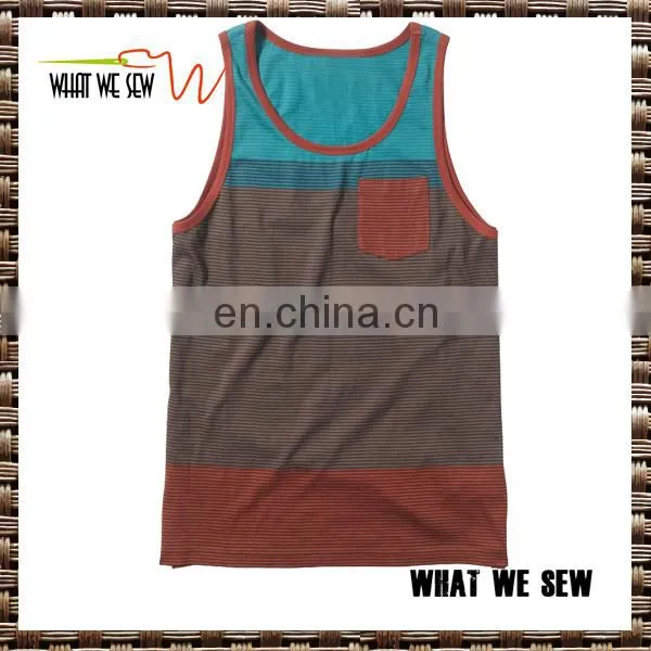 Custom Pocket Tank Top Men Contrast Color Tank Tops for Men photo-2