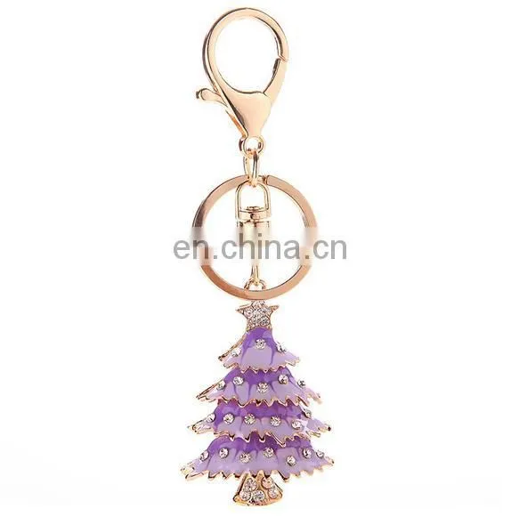 Stock Christmas Trees Rhinestone Metal Promotion Gift Keychain photo-3
