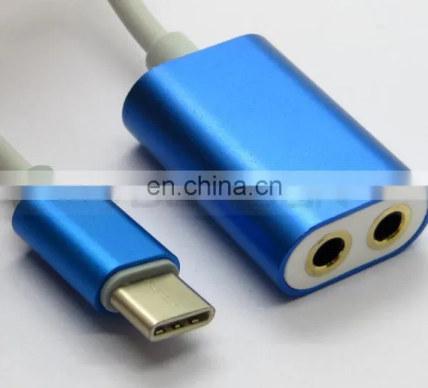 Metal Type C USB C Male to Dual 2 3.5mm Female Splitter Audio Cable photo-4